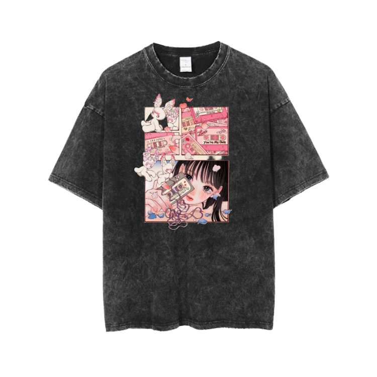 RANDOM ANIME GIRL t- shirt Washed  11