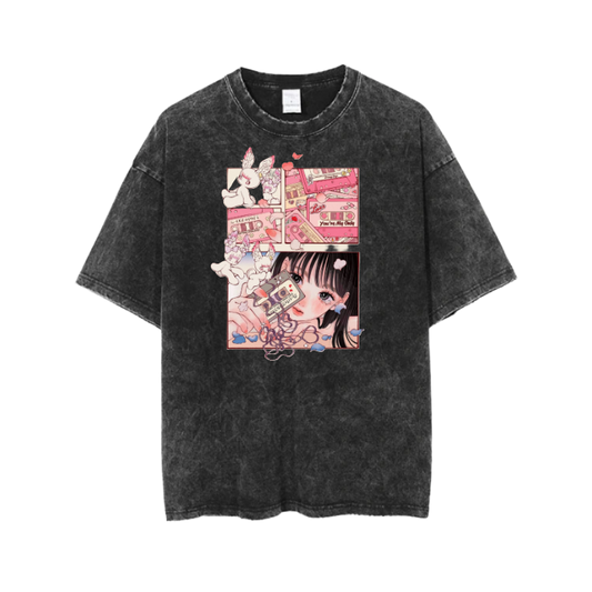 RANDOM ANIME GIRL t- shirt Washed  11