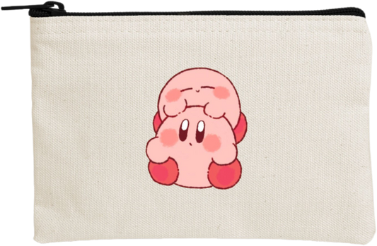 Kawaii Cute Kirby Canvas Makeup Pouch, Aesthetic Pink Anime Character Small Zipper Makeup Bag, Pencil Case, Travel Toiletry Pouch for Women and Girls 10