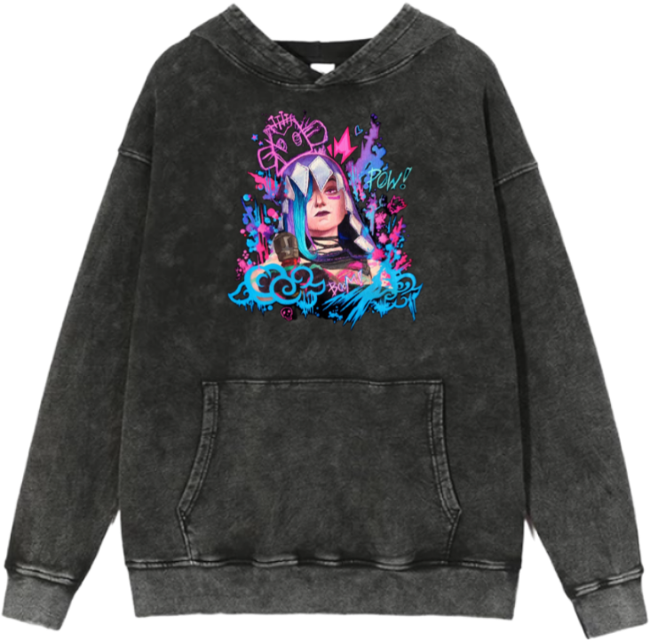 League of Legends Jinx Over Size hoodie Washed 4