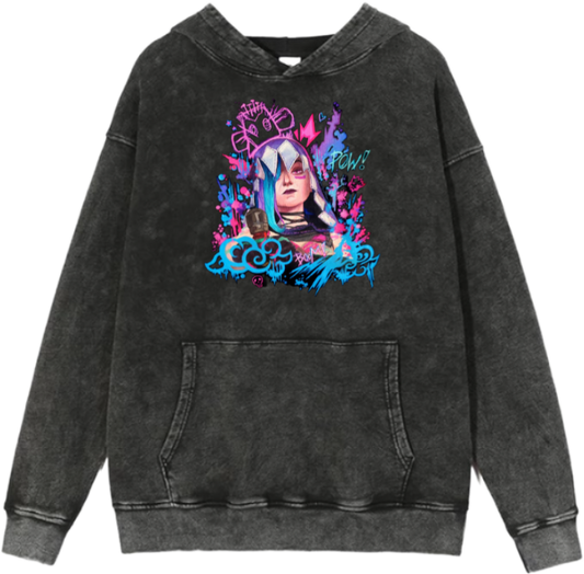 League of Legends Jinx Over Size hoodie Washed 4