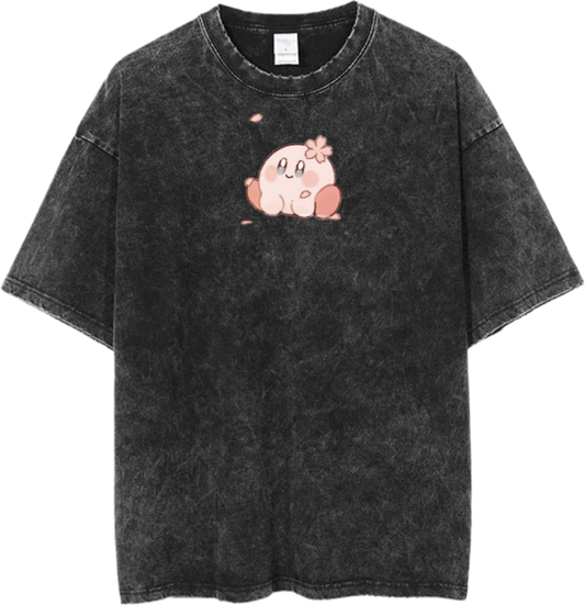 Vintage Washed Kirby Anime Graphic T-Shirt, Kawaii Y2K Aesthetic Grunge Tee, Casual Oversized Short Sleeve Top 11