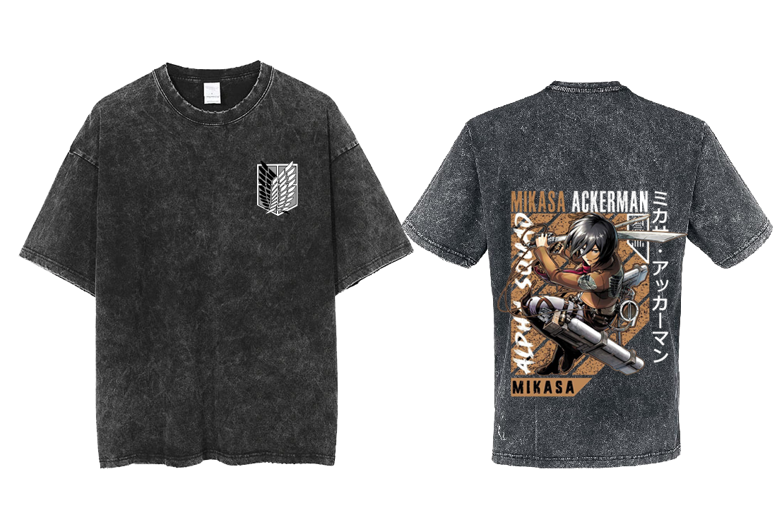 Anime Attack on titan shingeki no kyojin eren levi mikasa Aot Oversize t- shirt Washd acid back 11