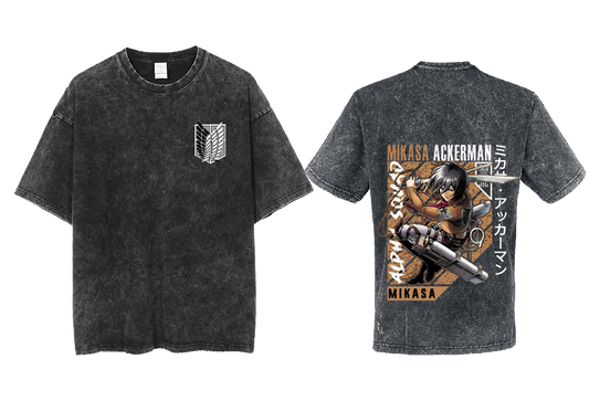 Anime Attack on titan shingeki no kyojin eren levi mikasa Aot Oversize t- shirt Washd acid back 11