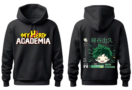 Boku no hero academy bnha One Size hoodie Black Back 11