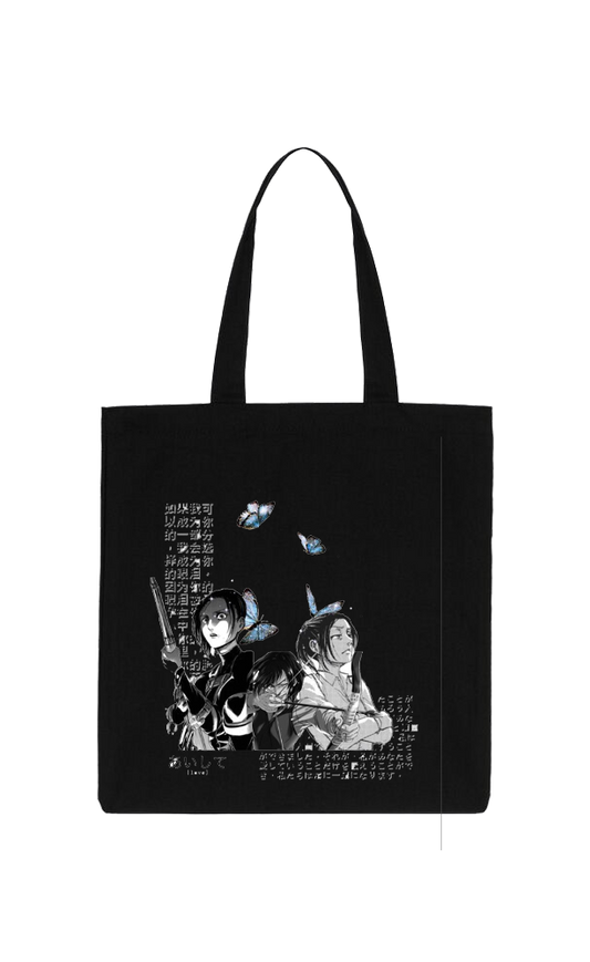 Anime Attack on titan shingeki no kyojin Aot Black tote bag 12