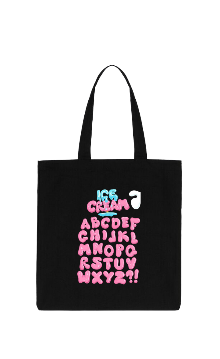 CREAM ABCDEF CHIJKL MNOPG RSTUV WXYZ?! tote bag Black 120