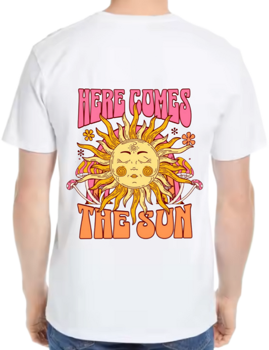 HERE COMES * THE SUN t- shirt One Size White back 121
