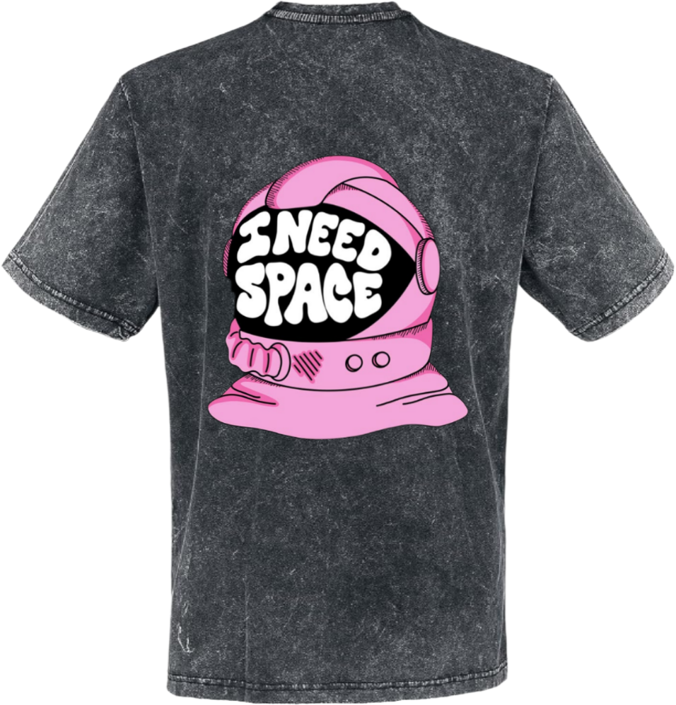 I Need Space t- shirt One Size Washed Back 120