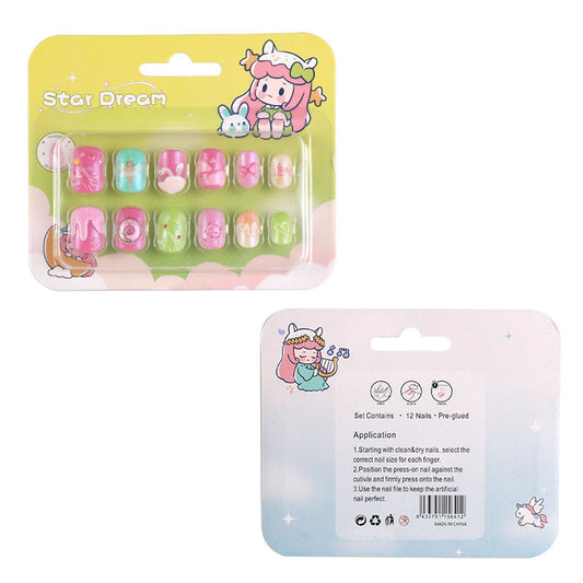 kids press on nails, fake nails for girls, 3d butterfly nails, safe children false nails, pre glued fake nails, cute pastel nail art, girls dress up toys, toddler manicure kit, flower pressons pack, non toxic children nails