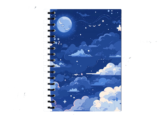 Starry Night Sky with Clouds and Moon Notebook A5 122