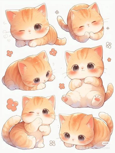 Cute Orange Cat Stickers Pack - Kawaii Ginger Tabby Kitten Vinyl Decals for Water Bottles, Laptops, Journals, Scrapbook, and Phone