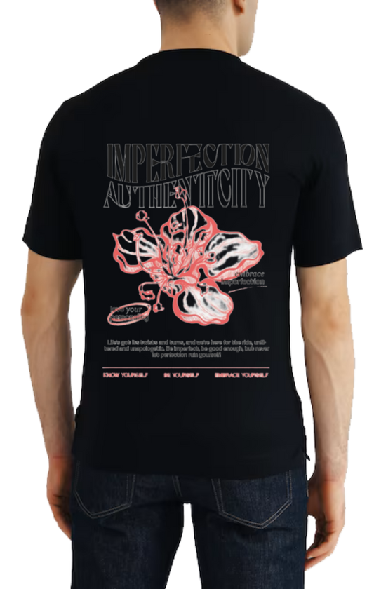 IMPERFECTION AUTHENTICITY t- shirt One Size Black back 125