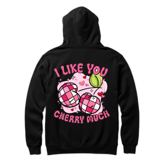 I LIKE YOU CHERRY MUCH One Size hoodie Black Back 125