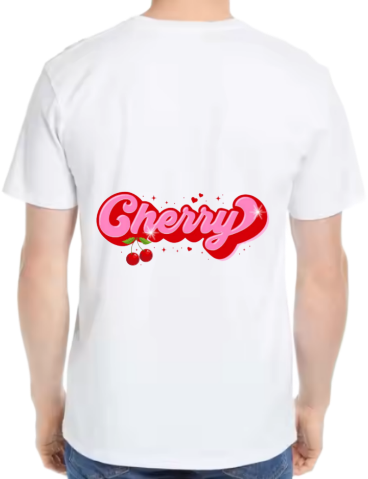 Cherry t- shirt One Size White back 125
