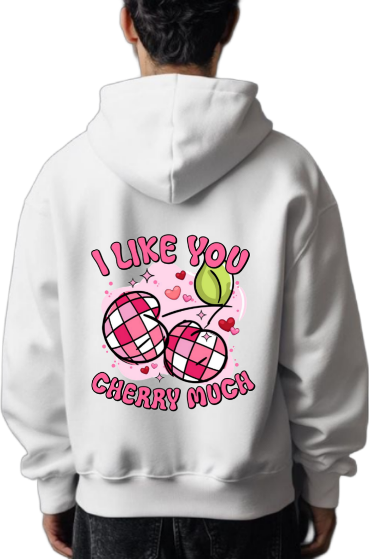 I LIKE YOU CHERRY MUCH One Size hoodie White Back 126