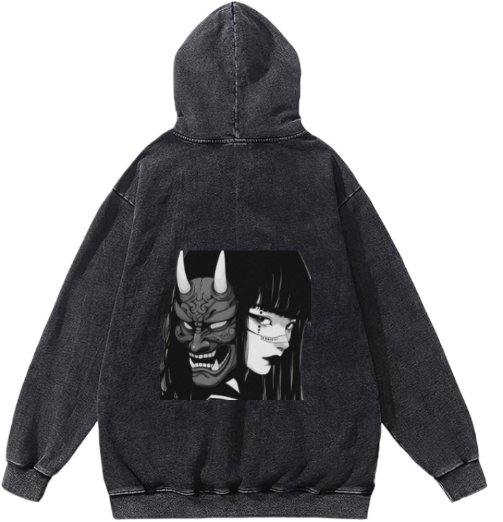 Gothic anime One Size hoodie Washed Back 12