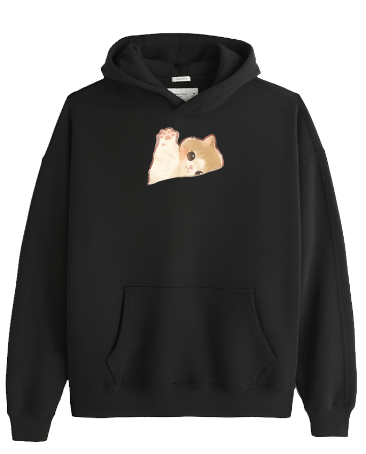 cat Oversize Hoodie Black 12