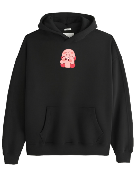 Cute Pink Anime Kirby Character Graphic Hoodie for Women and Men, Kawaii Cartoon Black Pullover Sweatshirt 12