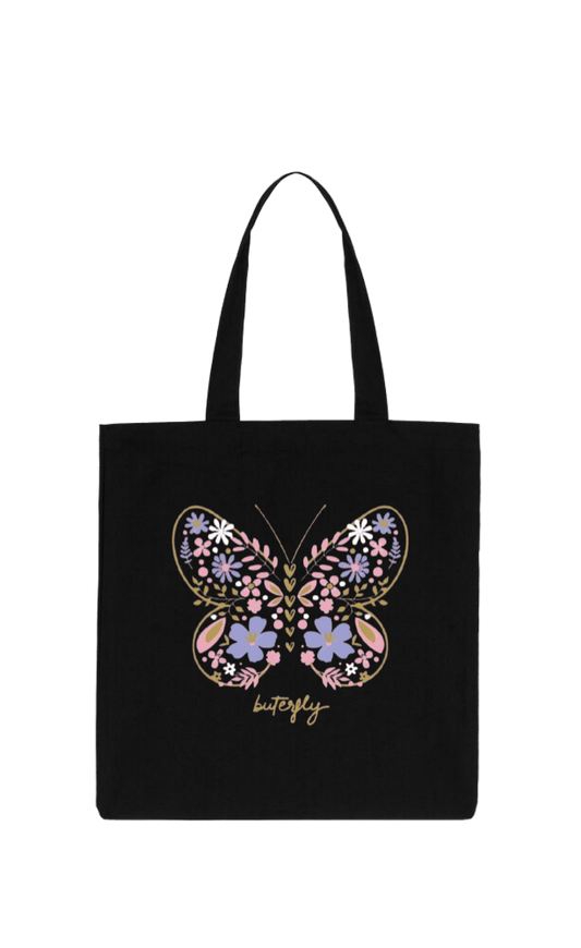 butterflies tote bag Black 12