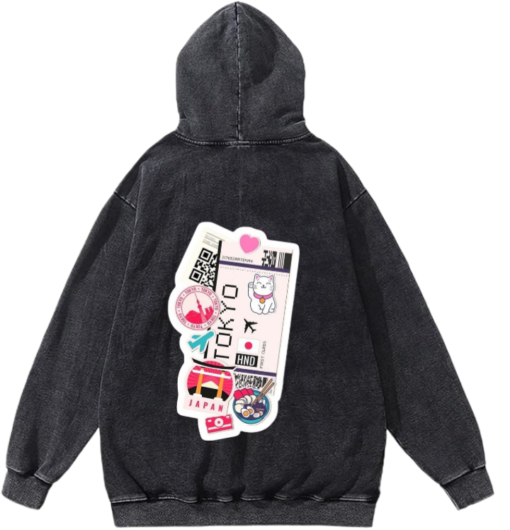 travel travellar Oversize Hoodie Washed gray Back 12