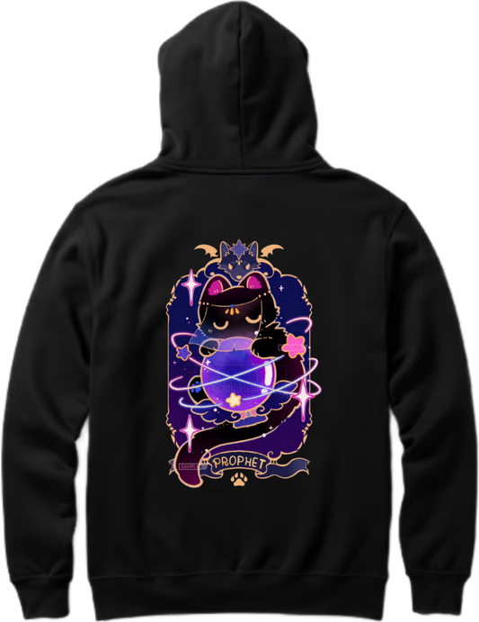 Kawaii Witchy Cat One Size hoodie Black Back 12