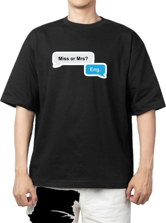 names t- shirt One Size Black Miss or Mrs? Eng. 12