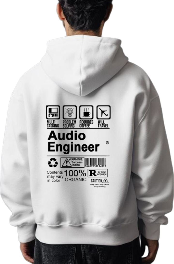 Audio Engineer Back text oversize hoodie White back 121