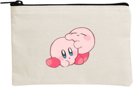 Kawaii Cute Kirby Canvas Makeup Pouch, Aesthetic Pink Anime Character Small Zipper Makeup Bag, Pencil Case, Travel Toiletry Pouch for Women and Girls 11
