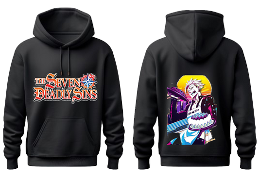 Anime Nanatsu no taizai seven deadly sins Oversize Hoodie Black Back 12