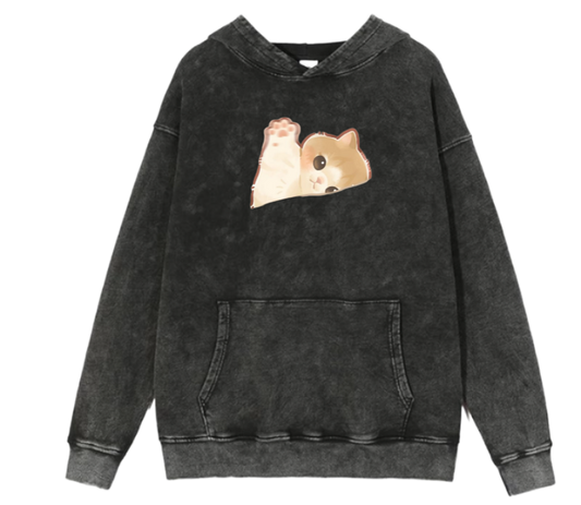 cat Oversize Hoodie Washed 12