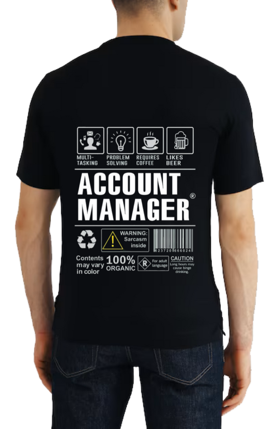 ACCOUNT MANAGER Back text One Size t- shirt Black Back 126