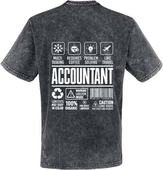 ACCOUNTANT Back text One Size t- shirt Washed Back 92