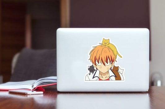 Kyo Sohma Sticker - Fruits Basket Anime with Cute Cats Vinyl Decal for Laptop, Water Bottles, Phone Case, Orange Cat Zodiac Cute Waterproof Anime Merchandise