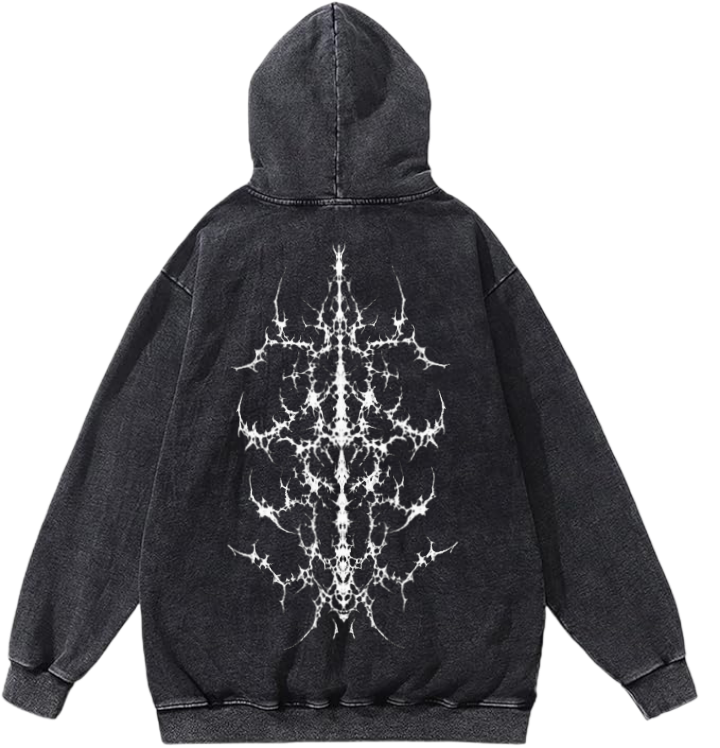 Goth Oversize  Hoodie Washed gray Back 12
