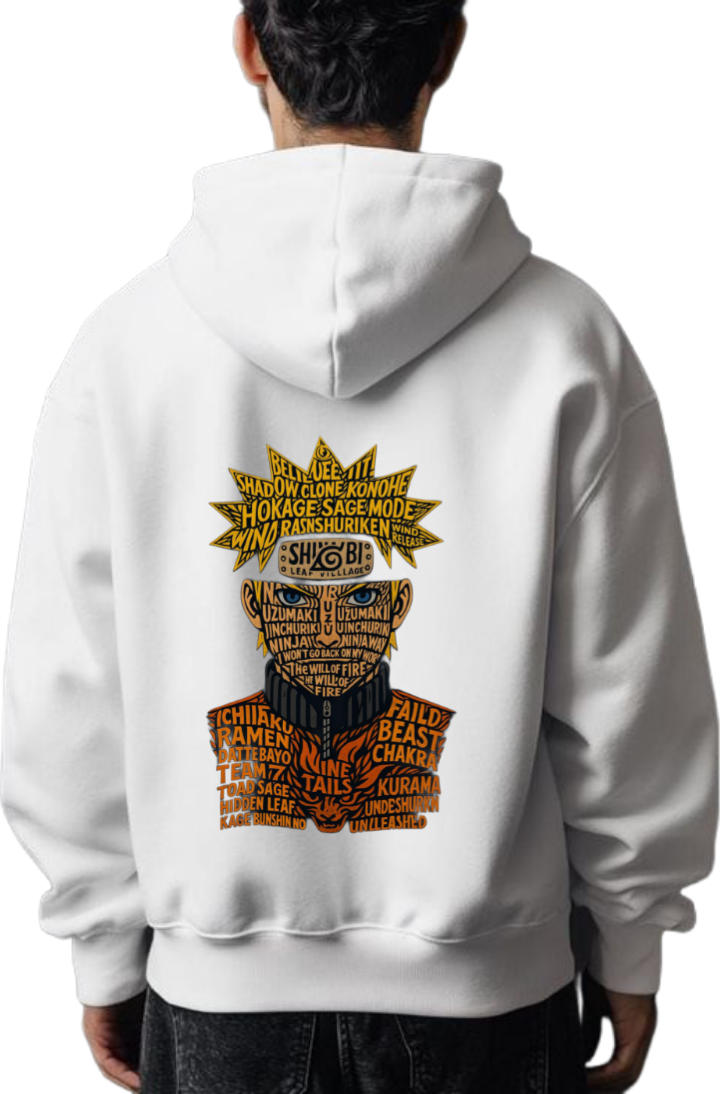 Naruto Uzumaki Over Size hoodie White Back 42