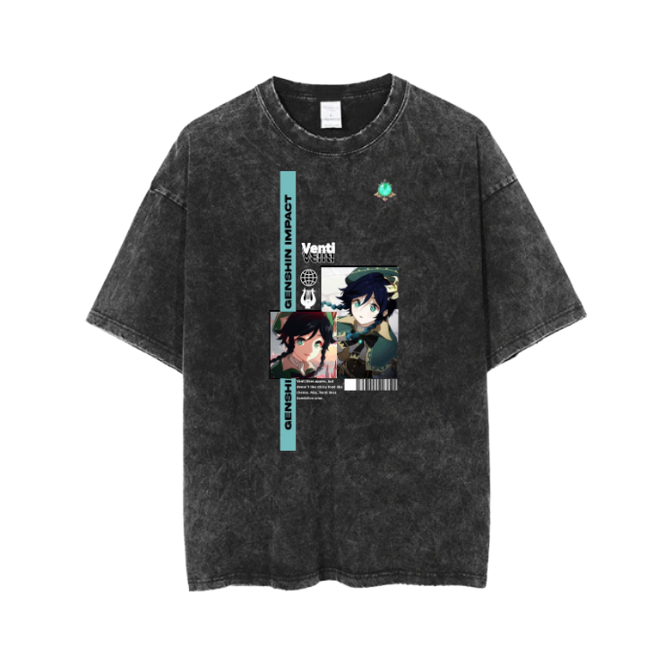 Genshin Impact Venti t- shirt Over Size Washed 12