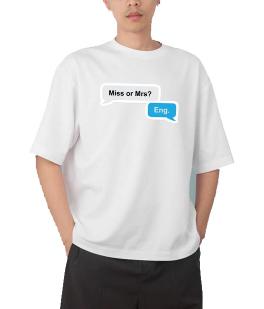 names t- shirt One Size White Miss or Mrs? Eng. 12