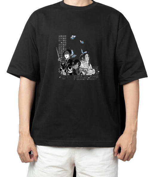 Anime Attack on titan shingeki no kyojin eren levi mikasa  Aot black  Oversize  t- shirt 12