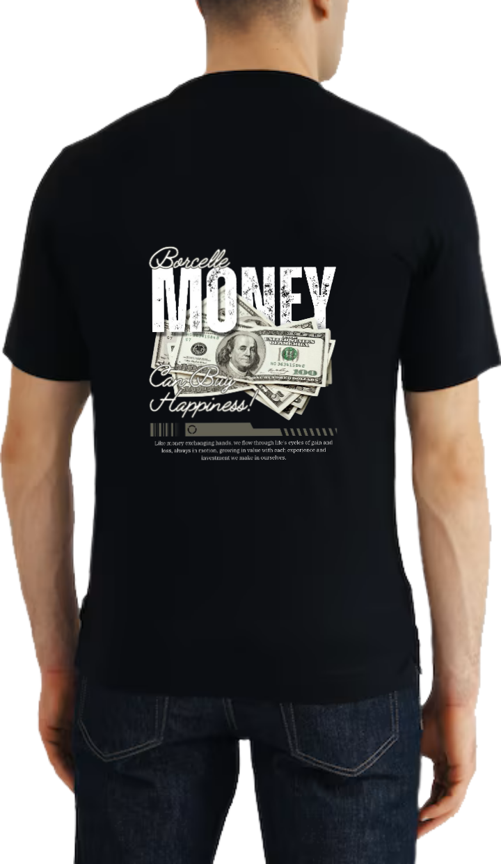 Borcelle MONEY t- shirt Over Size Black Back 88
