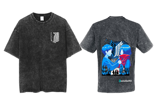 Anime Attack on titan shingeki no kyojin eren levi mikasa Aot Oversize t- shirt Washd acid back 12