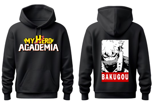 Boku no hero academy bnha One Size hoodie Black Back 12