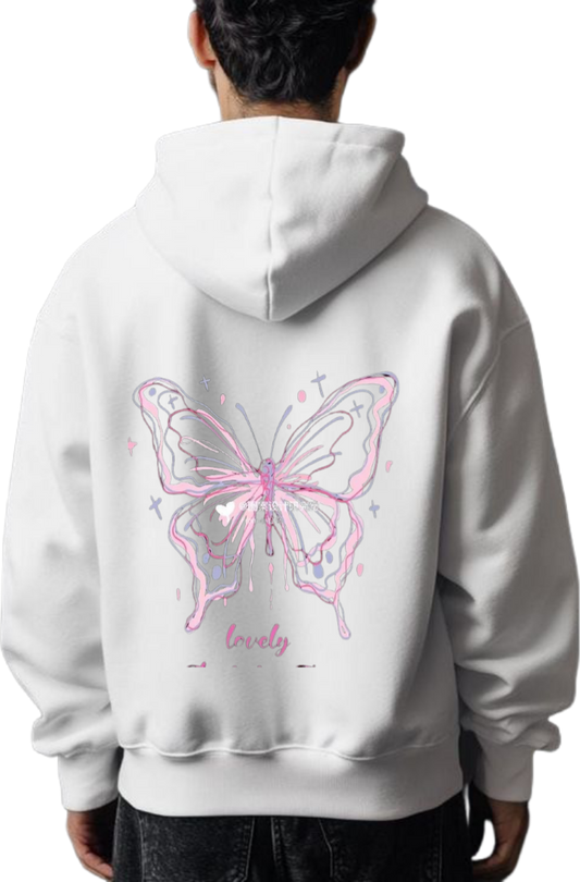 butterflies Oversize Hoodie White Back 12