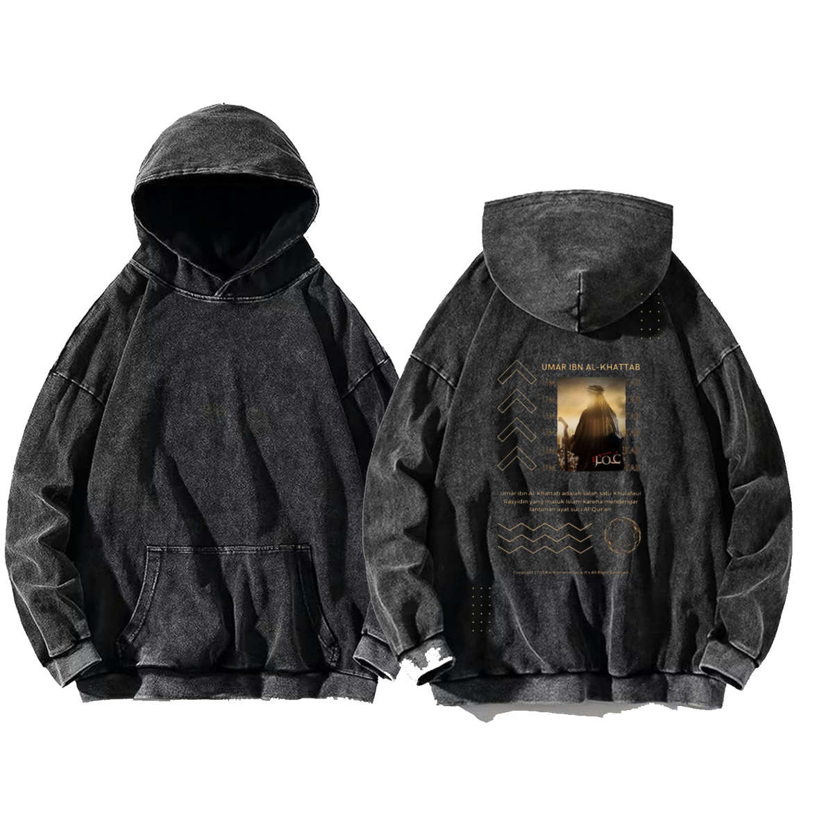 UMAR IBN AL-KHATTAB Back text oversize hoodie Washed back 12