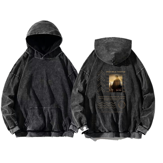 UMAR IBN AL-KHATTAB Back text oversize hoodie Washed back 12