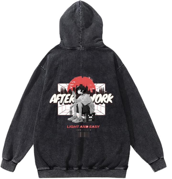 AFTER VORK Over Size hoodie Washed Back 12