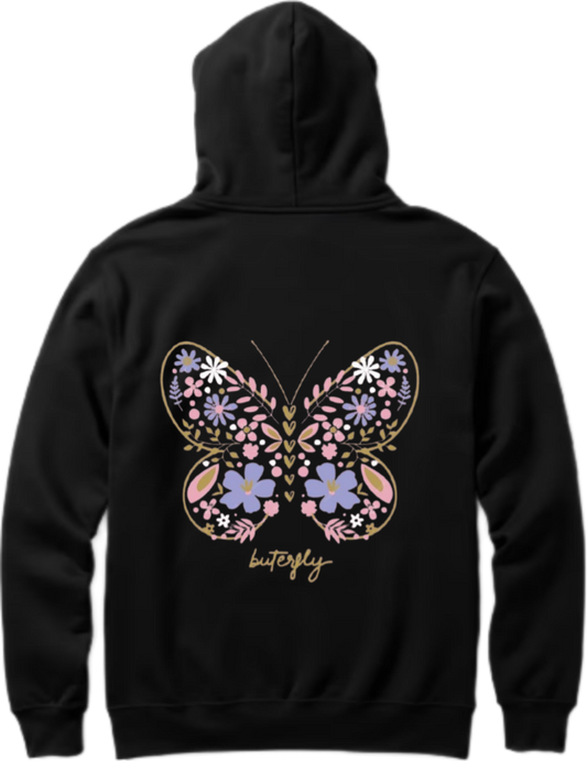 butterflies Oversize Hoodie Black Back 12