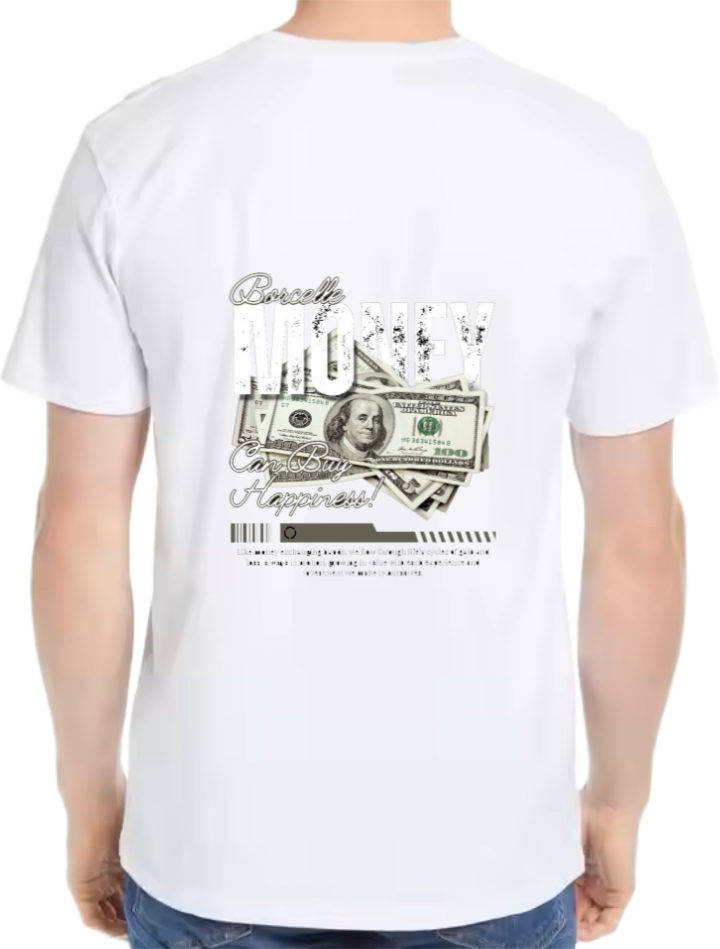 Money Can Buy Happiness t- shirt Over Size White Back 121