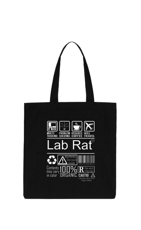 Lab Rat Back text tote bag Black 127