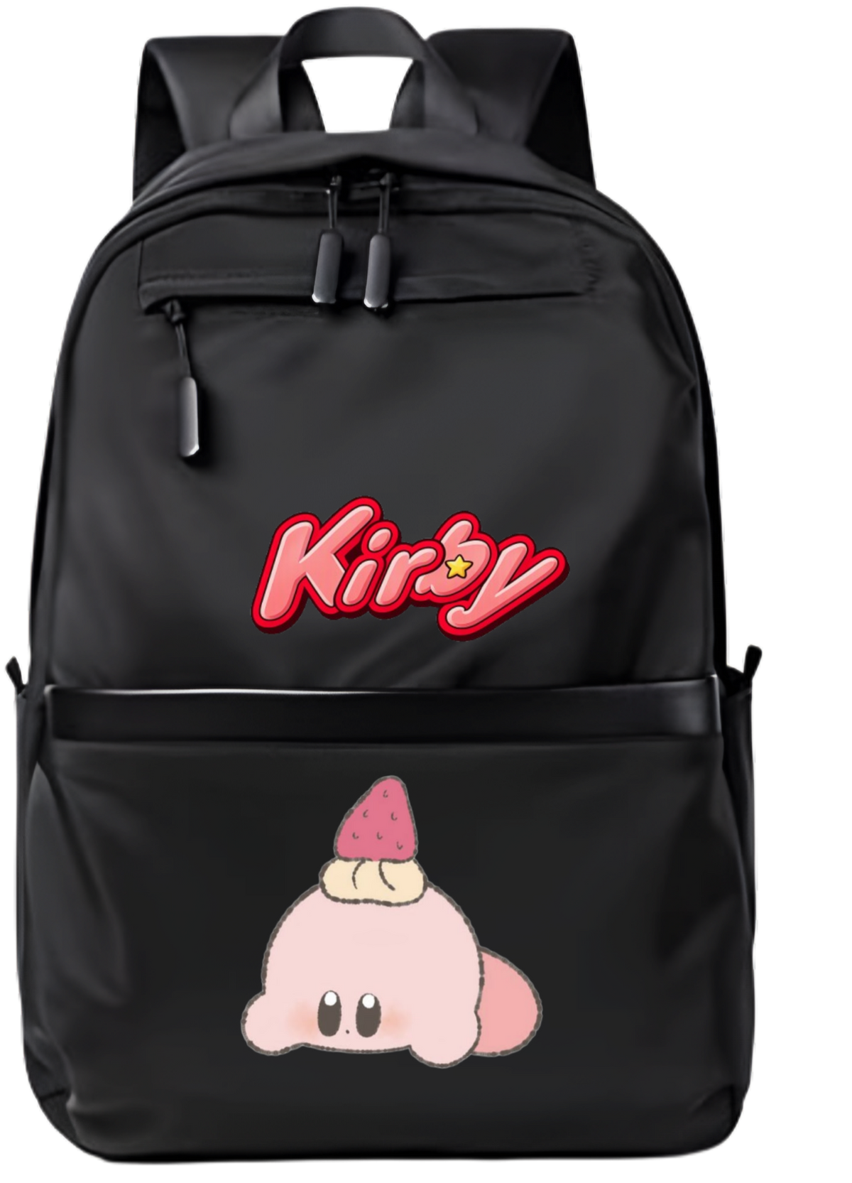 Kirby Backpack for Kids Teens, Cute Anime Cartoon Black School Bag, Casual Daypack Travel Bookbag for Boys and Girls 12